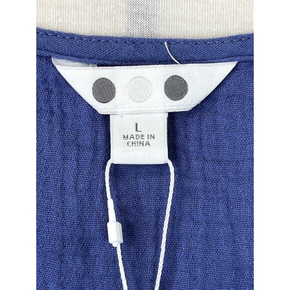 NWT Three Dots Double Gauze women's top in periwinkle, size L - Picture 2 of 9